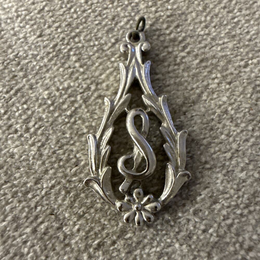 Vintage 1974 Sarah Coventry Personally Yours Initial S Pendant Silver Tone
